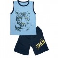 Комплект (голубая футболка-безрукавка и синие шорты с принтом тигра) для мальчика AV-STYLE