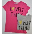 Розовая и серая футболка для девочки с принтом Massimo Dutti