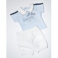 Комплект для малыша IANA: голубая футболка с принтом флажка и белые шорты